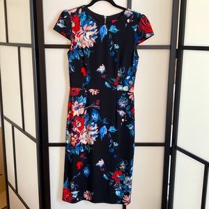 Black floral midi dress by Betsey Johnson
